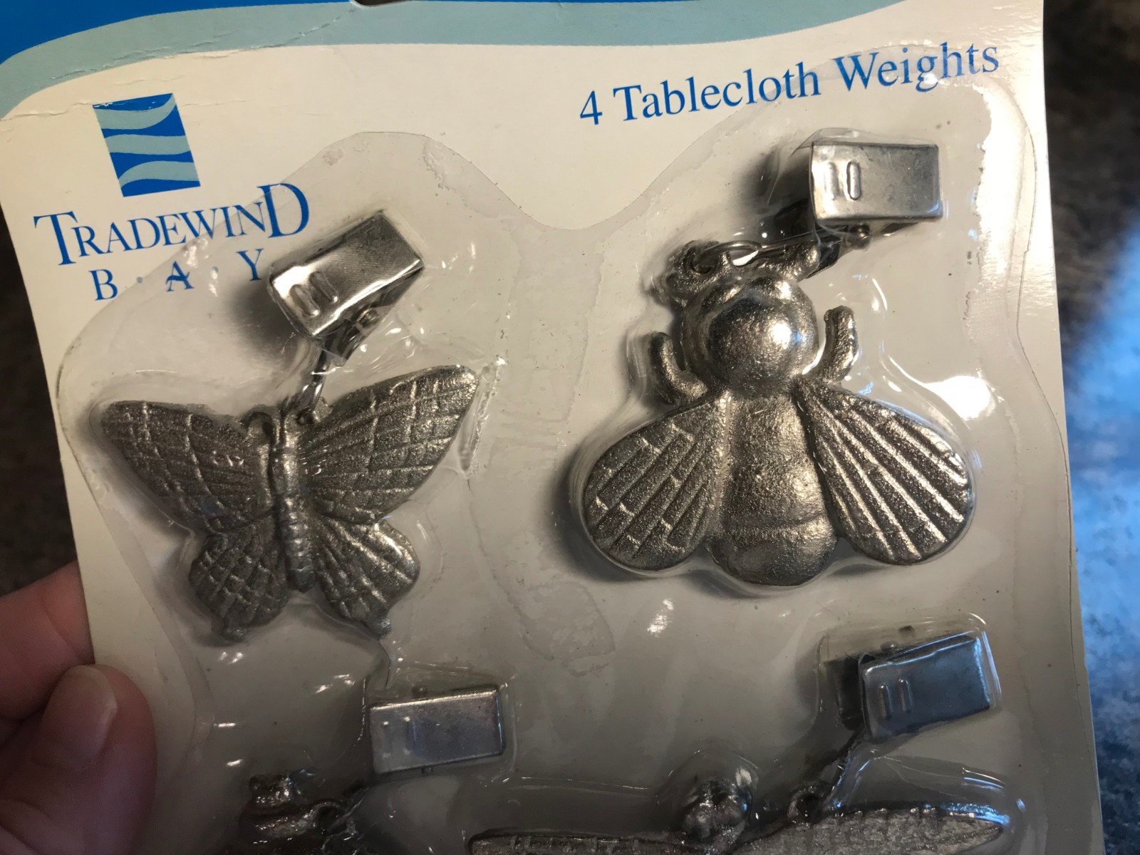 Set of 4 Tradewind Bay Solid Metal Tablecloth Weight Clips (New)