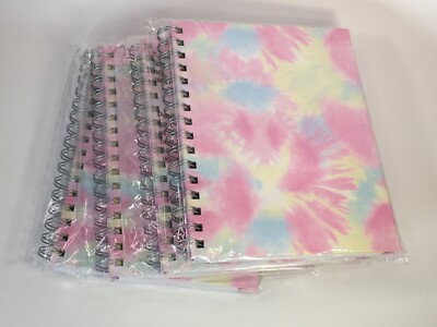 LOT 4 Pep Rally Multicolored Tie Dye Hardcover Spiral Journal W/Dividers 80Sheet