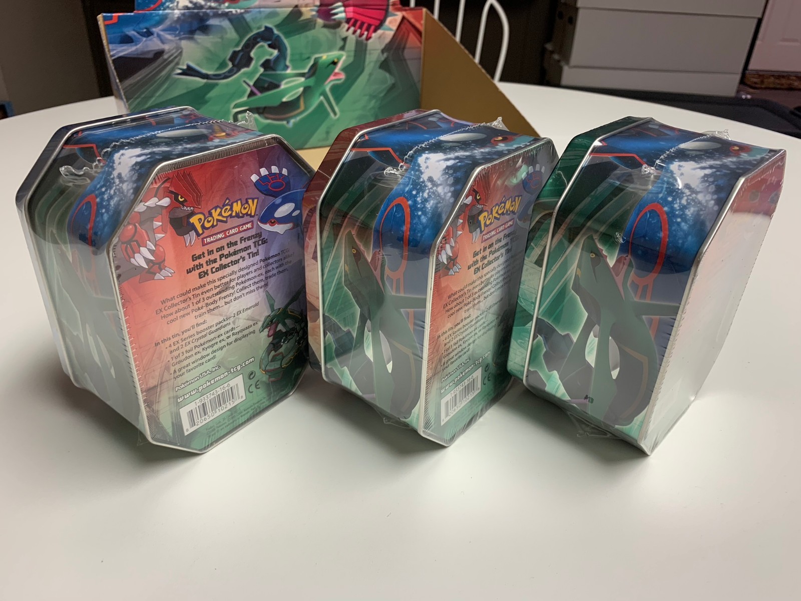Pokemon EX Tin Set DISPLAY - New EX Emerald and Crystal Guardians Booster Packs