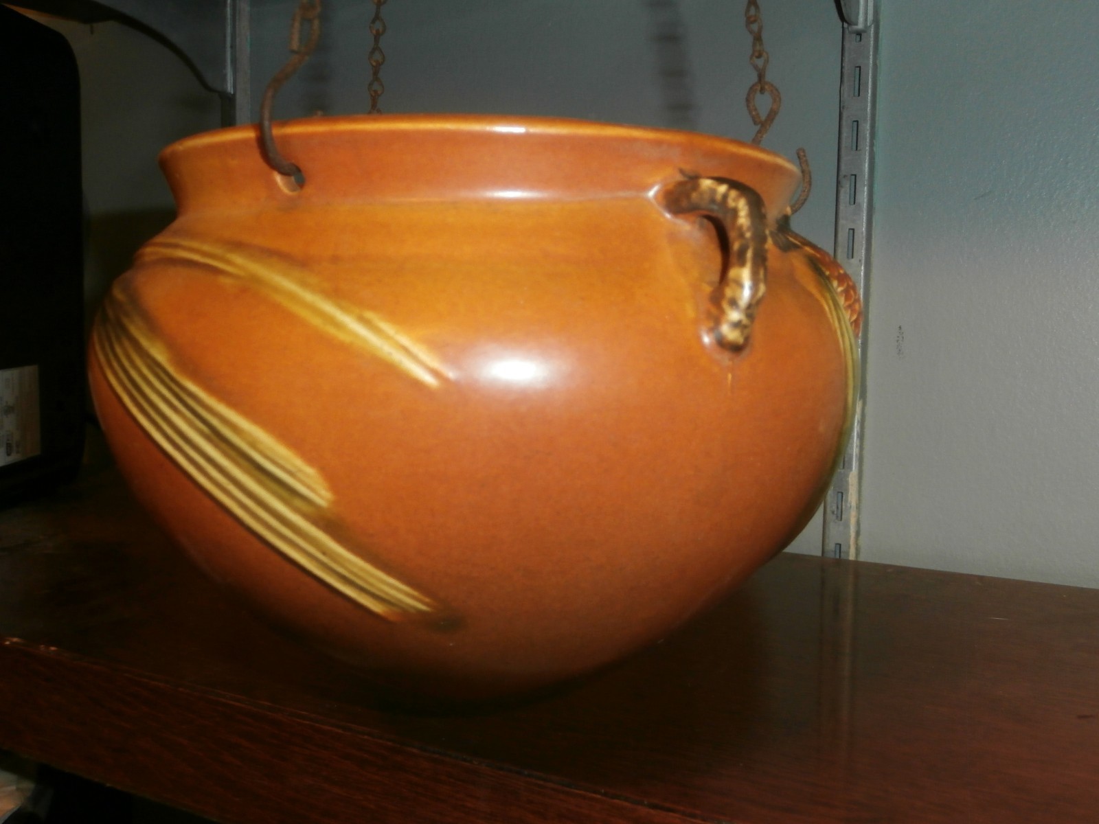 roseville hanging flower pot - pinecone decoration