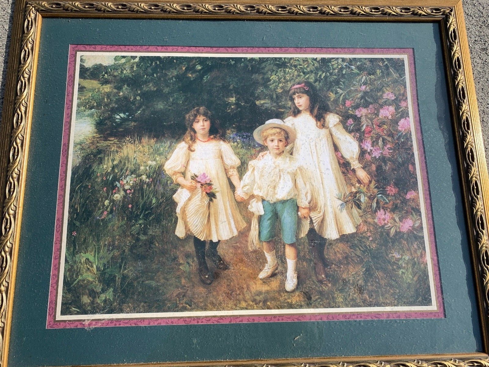VINTAGE Home Interiors Victorian Kids A Moment in Time Picture George Harcourt