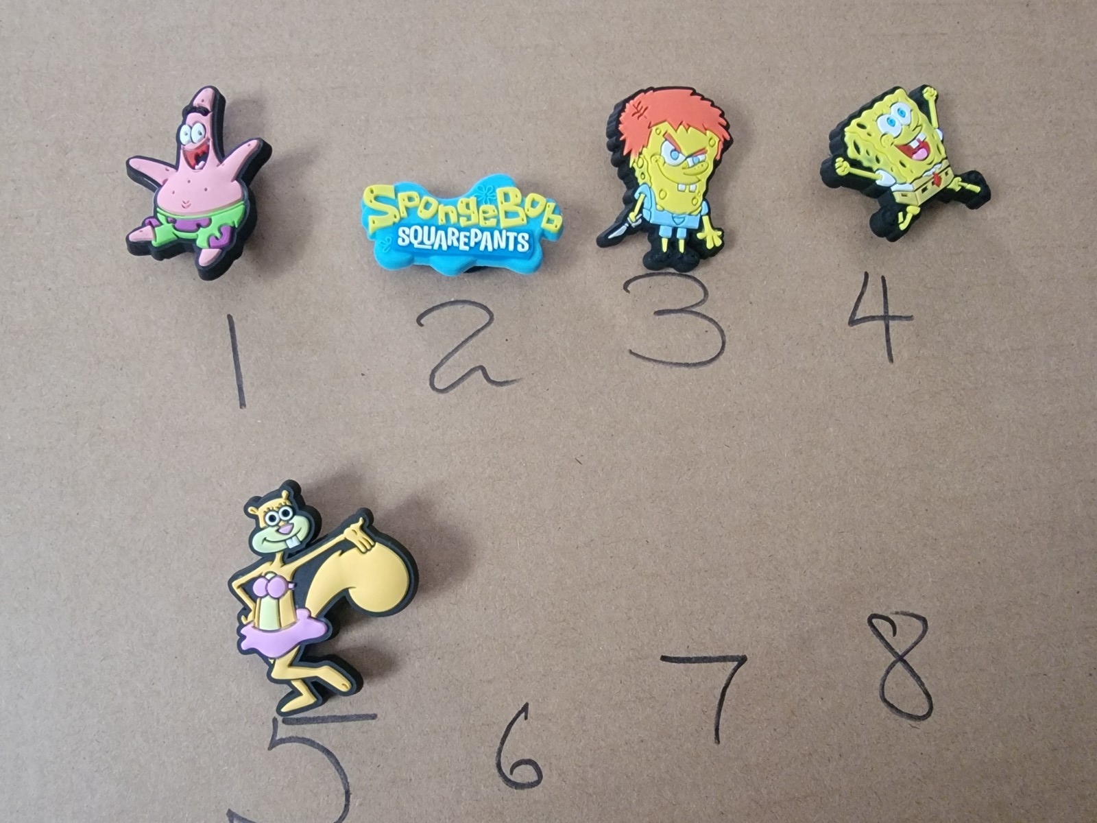 spongebob and patrick croc charms