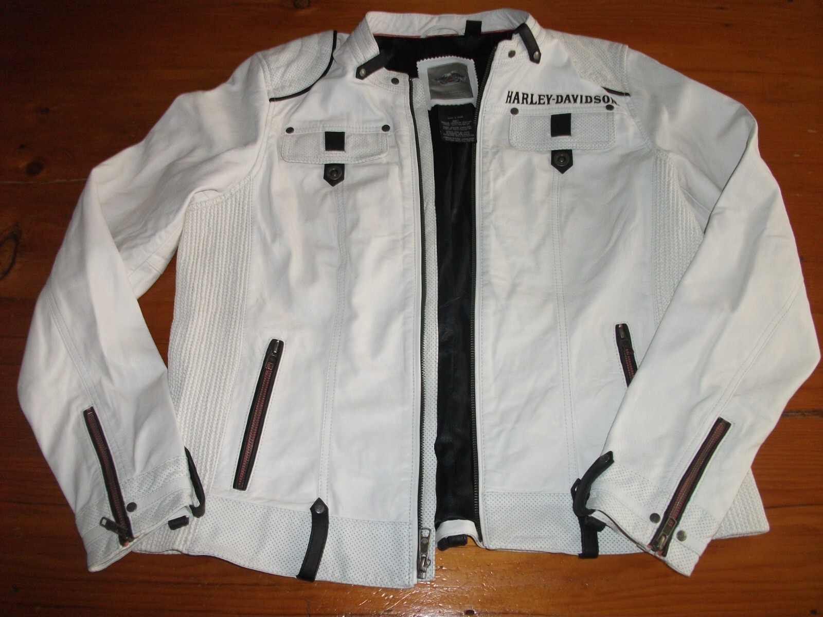 harley davidson womens white leather jacket