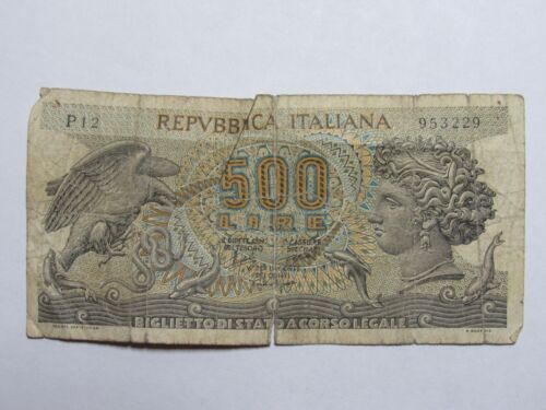 Old Italy Paper Money Currency - #93a 20-6-1966 500 Lire - Well Circulated