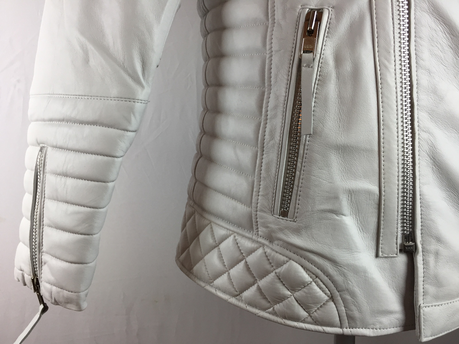 Pre-owned Genuine Leather Mens Real Lambskin Leather Biker Jacket Motorcycle White M L Xl 2x 3x 4x 5x 6x