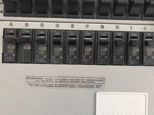 Reliance Controls Generator Transfer Switch Cat. No. A310C 30 AMPS 125/250 VAC