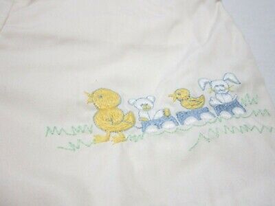 Petit Ami Pintuck Romper Easter Duck Rabbit Embroidery Baby Infant Sz 9 m