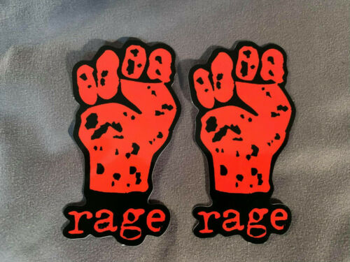 Lot (2) RAGE AGAINST THE MACHINE 1 1/2" x 3 1/4" Band Logo Stickers FAST! FREE!