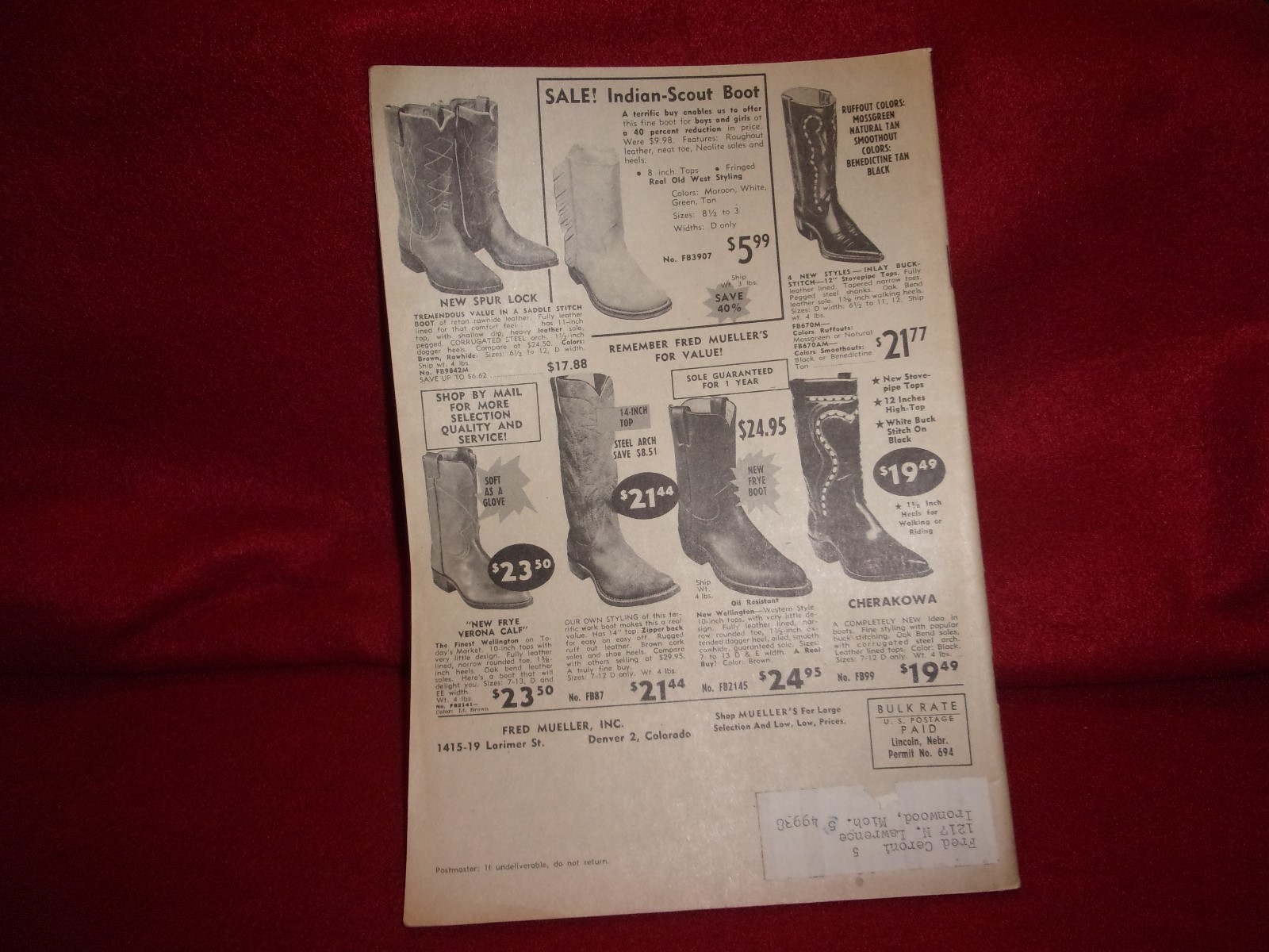 Vintage Fred Mueller Saddles& Ranchwear Catalog, 1967 #166,  60 pages.