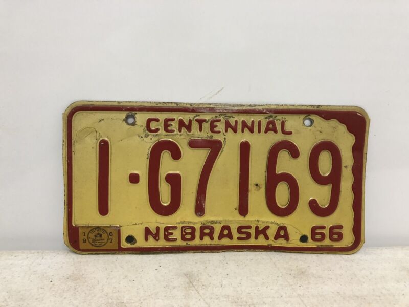 Vintage 1966 Nebraska Centennial License Plate