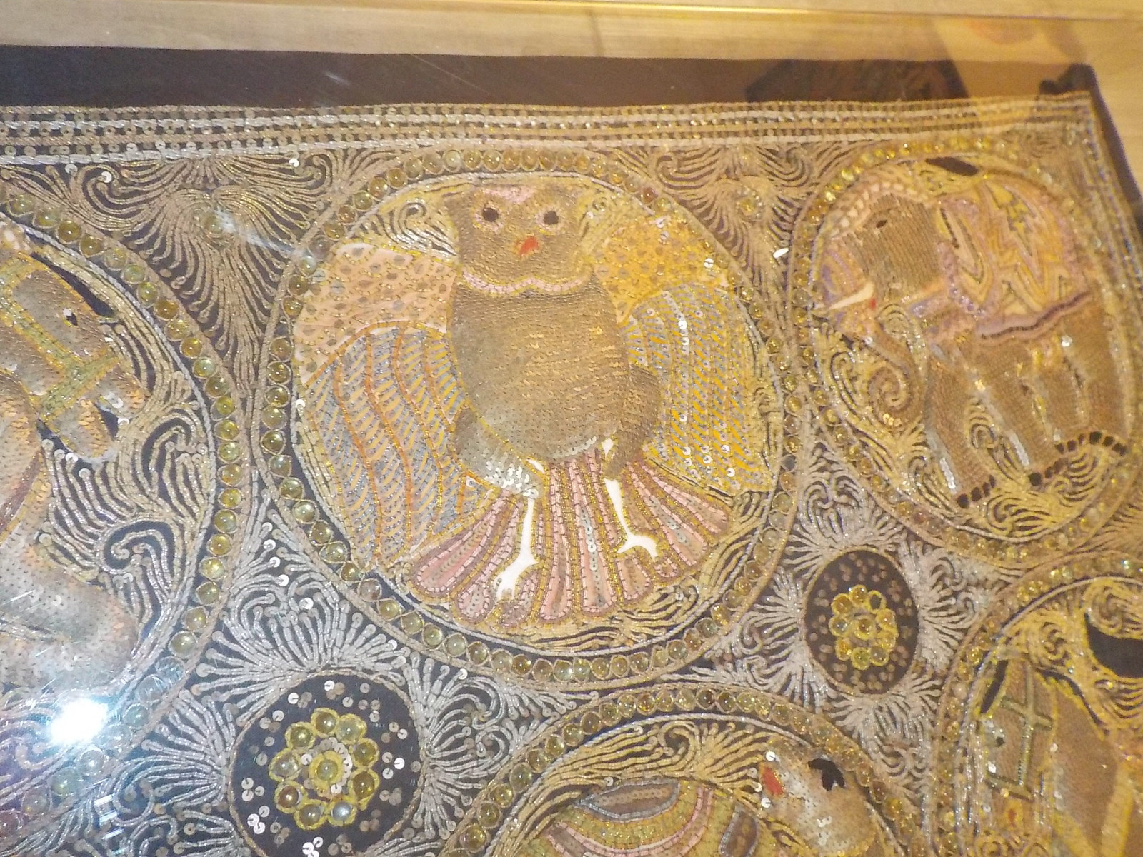 Large Antique Burmese Kalaga Gold Thread Tapestry of  c.1890-1910, Beautiful!