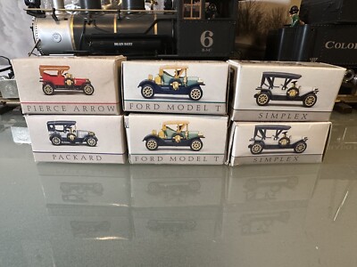6 New Classic Car Miniatures 1993 Reader's Digest Simplex, Ford Model T, Packard