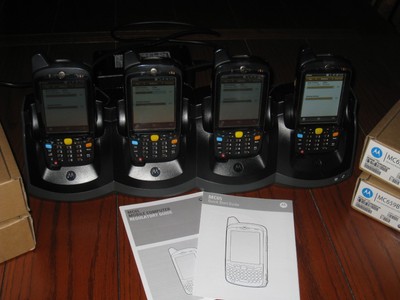 MC659B Mobile PDA Devices Lot of 4 w/ Ethernet Charging Cradle MC65 Computers