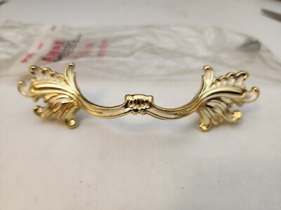 Vintage NOS Ajax French Provincial Drawer Cabinet Pull Brass & Ivory Retro C28