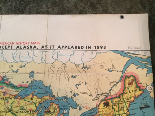 TRYON ILLUSTRATED AMERICAN HISTORY MAP 1893 BY WEBER COSTELLO CO. 39 1/4”X 48”
