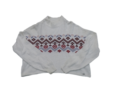 Hollister Womens Cropped Sweater Knitted Mock Neck Long Sleeve