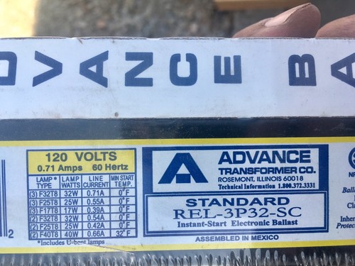 Advance Standard REL-3P32-SC Instant Start Electronic Ballast 120v F32T8 RS/IS