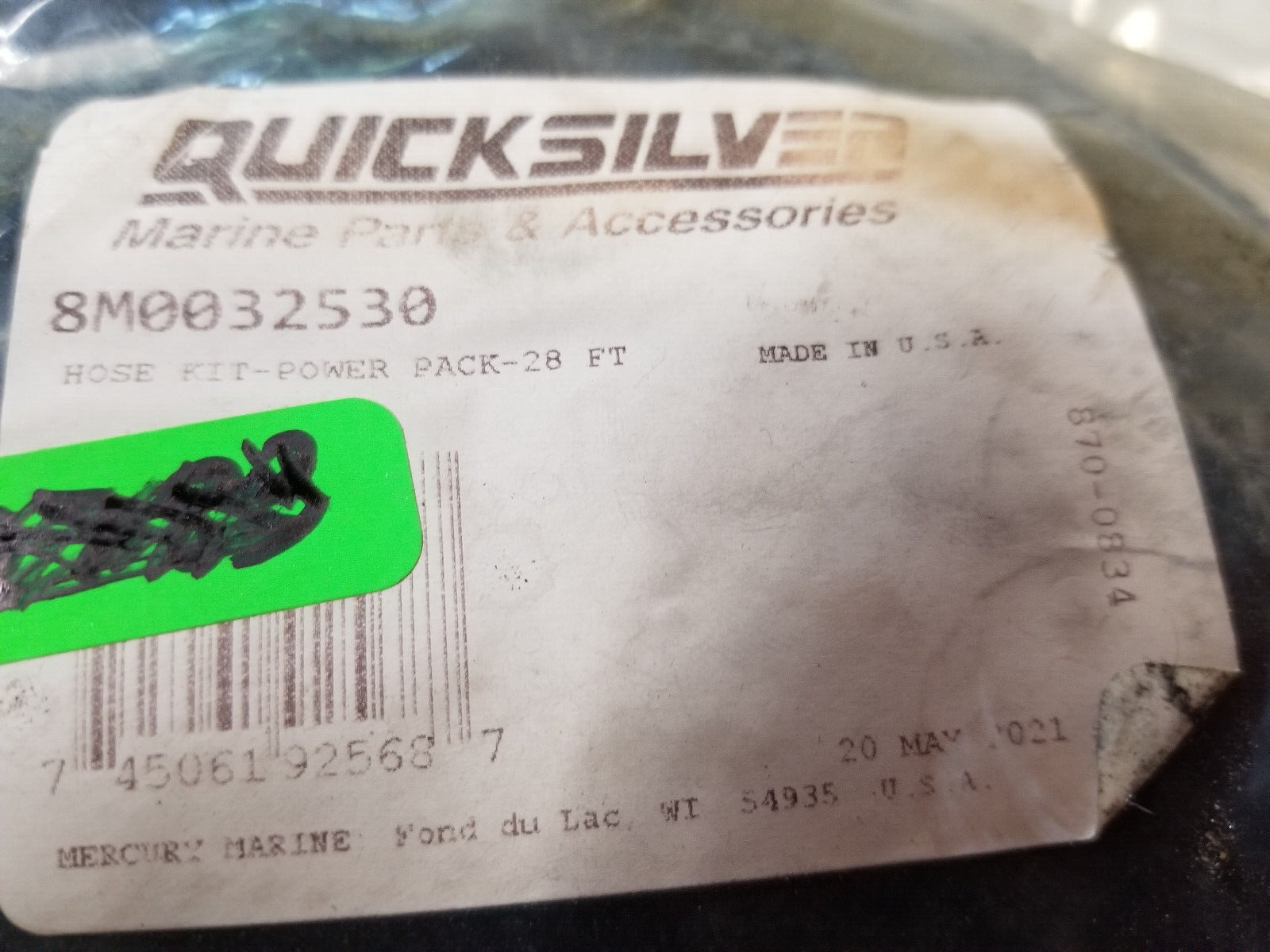 MERCURY QUICKSILVER HOSE KIT 8M0032530 32-8M0032530 POWER PACK 28FT - Picture 3 of 5