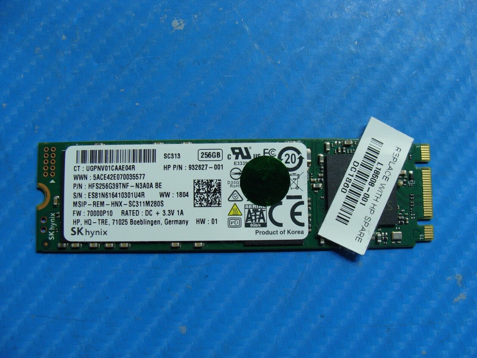 HP 14-ce0064st SK Hynix 256Gb Sata M.2 SSD SC313 HP 14-ce0064st SK Hynix 256Gb Sata M.2 SSD SC313