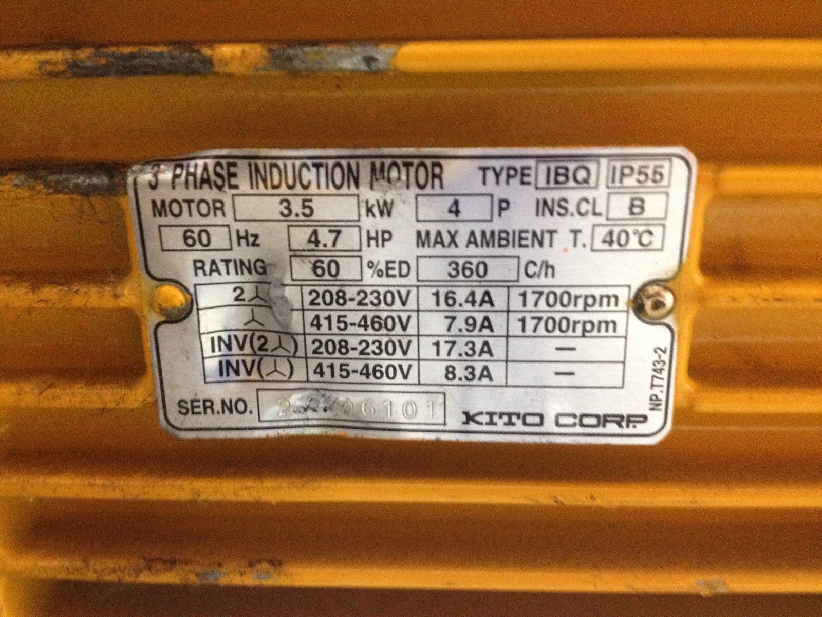 Harrington 3 Ton Electric Hoist 3 Phase