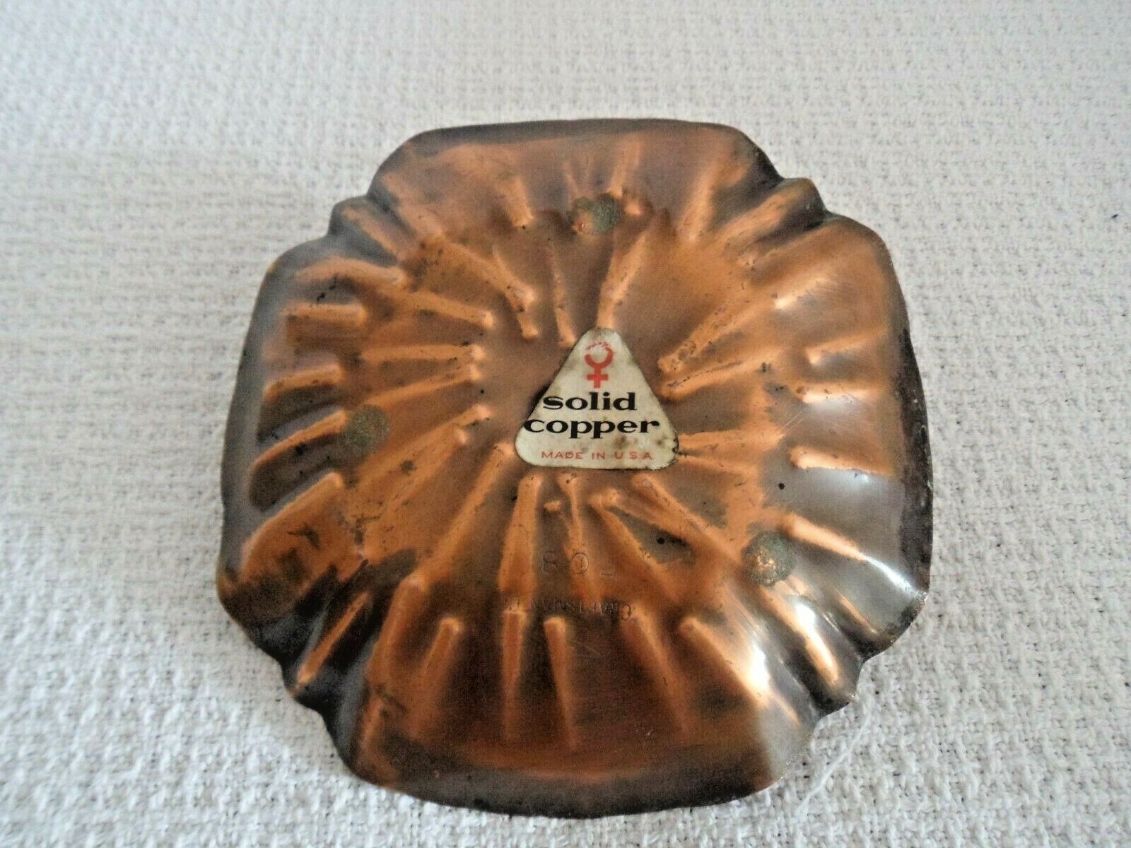 VINTAGE LARGE SOLID COPPER CANDLE HOLDER HANDMADE from CRAFTSMAN Co.708 VGCond