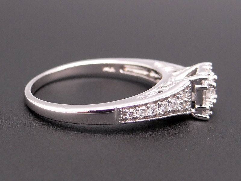 Keepsake 14k White Gold .71ct Round Baguette Cut Diamond Engagement