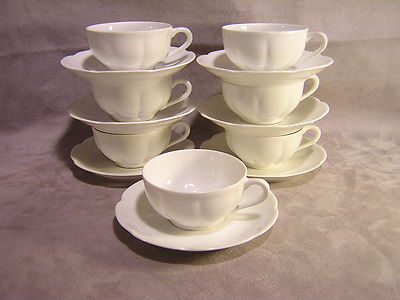 7 Theodore Haviland Cups & Saucers ~ Schleiger Pattern #125