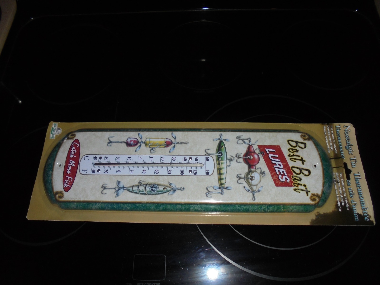 RIVER'S EDGE BEST BAIT LURES CATCH MORE FISH NOSTALGIC TIN THERMOMETER NEW