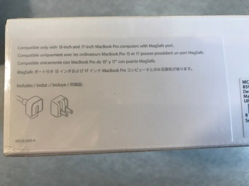 New Sealed Apple Macbook Pro charger 85W Magsafe 1 Power Adapter 15