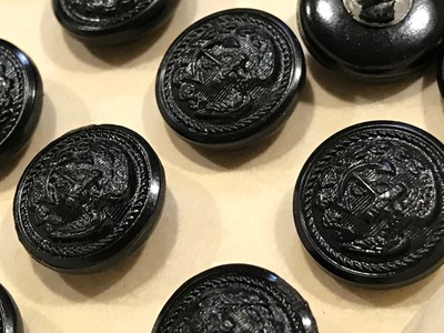 lot card of 24 Military Navy black buttons 5/8