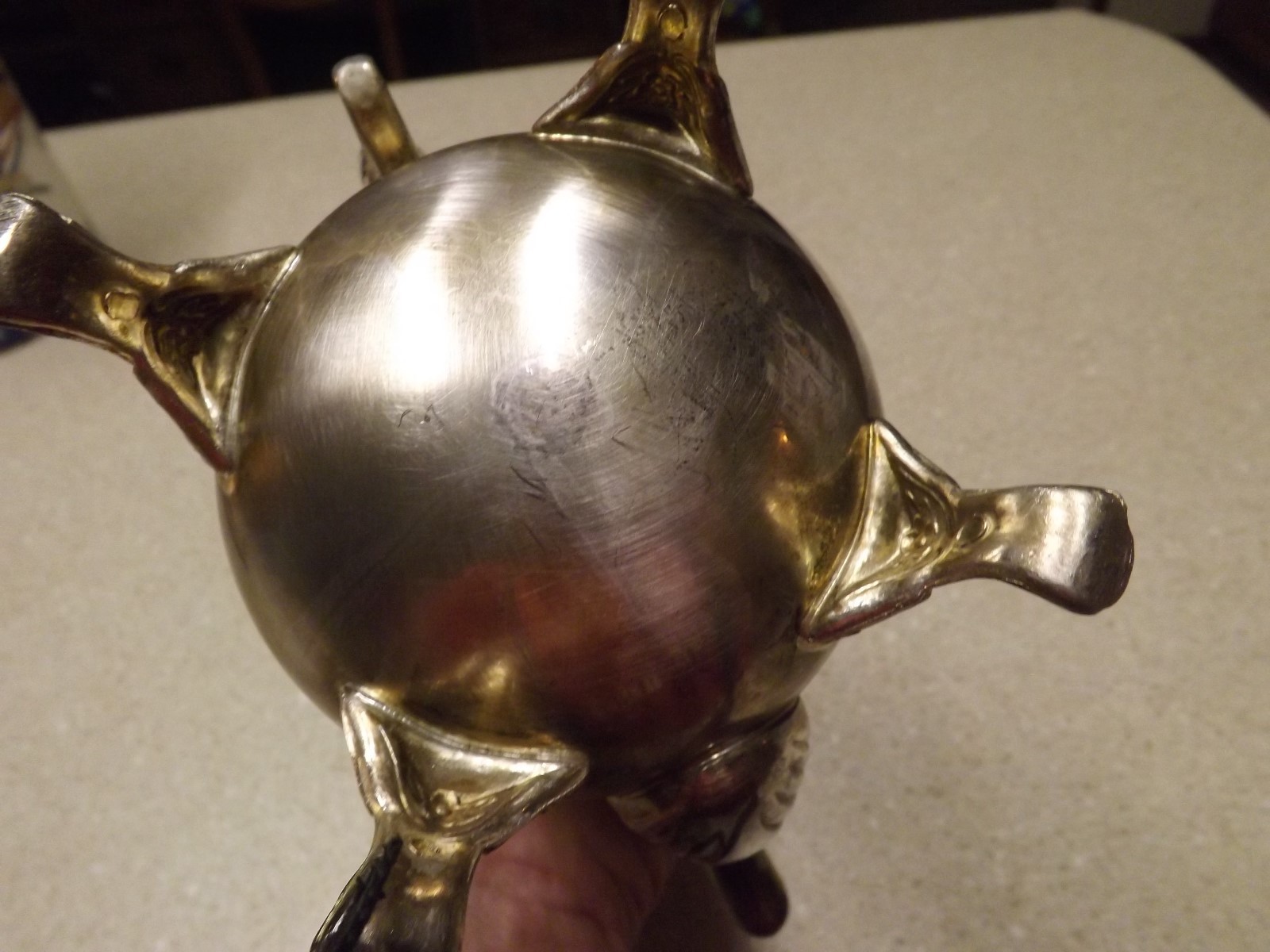 Wm Rogers and Son Silverplate Coffee Tea Pot Footed Ornate Floral Finial