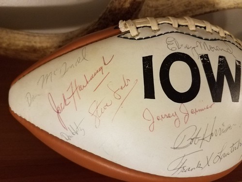 RARE Vintage University Of Iowa Hawkeyes Football Staff Signed Trophy Ball