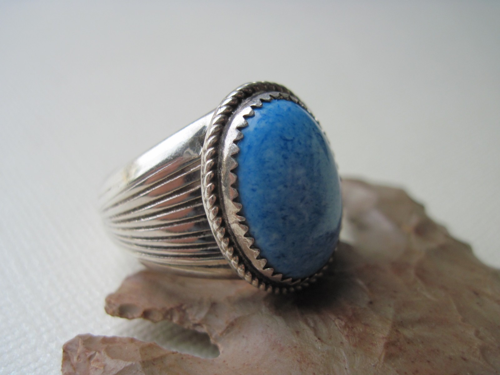 Vintage Navajo Denim Lapis & Sterling Silver Gentleman's Ring ~ Size 11.75