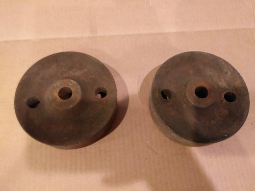 Pair of 5 Inch Cast Iron Hit And Miss Industrial Railroad Cart Wheels