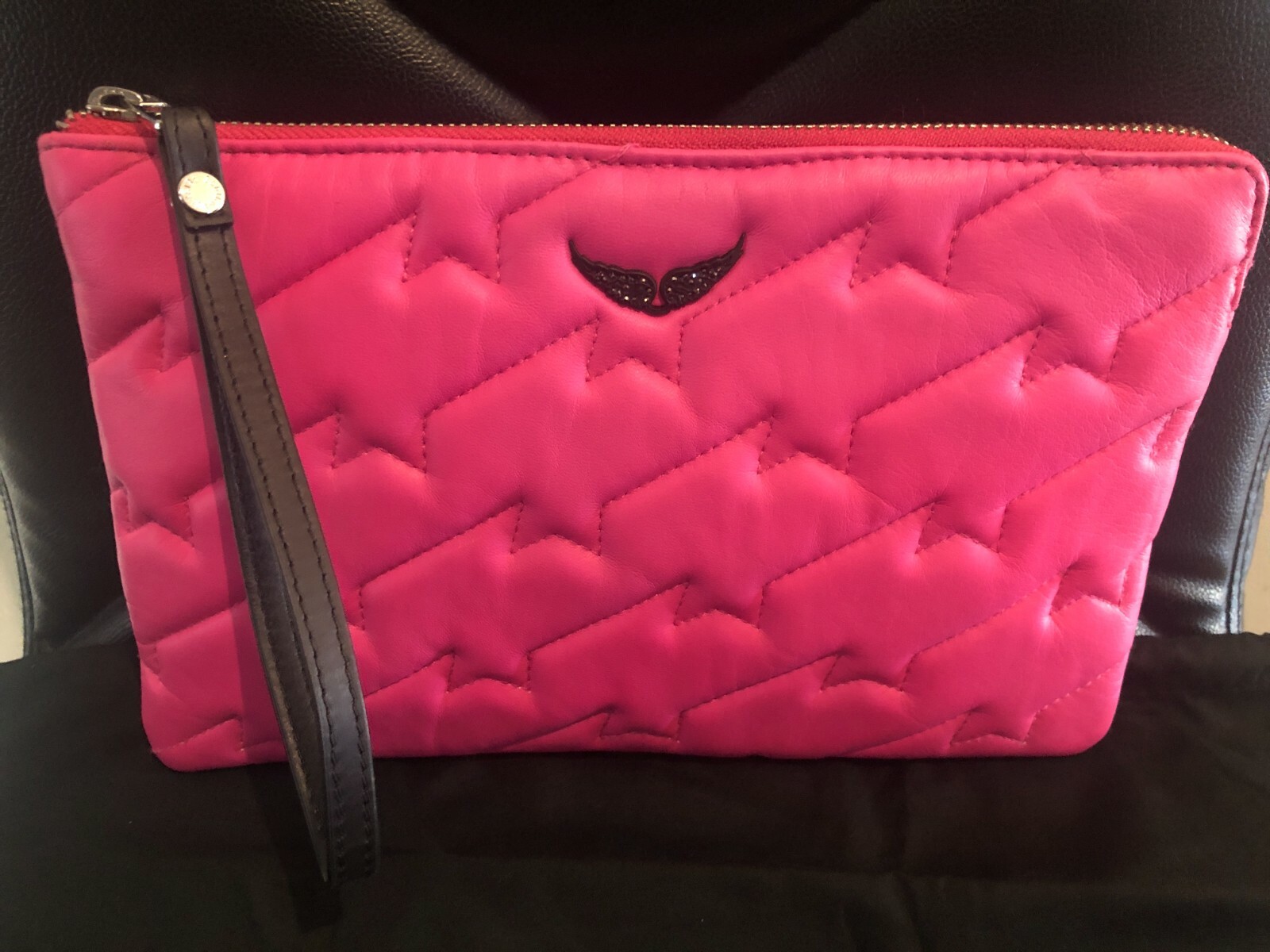 NEW ZADIG & VOLTER PINK UMA ZV QUILTED LEATHER ZIGZAG NEW ZADIG & VOLTER PINK UMA ZV QUILTED LEATHER ZIGZAG
