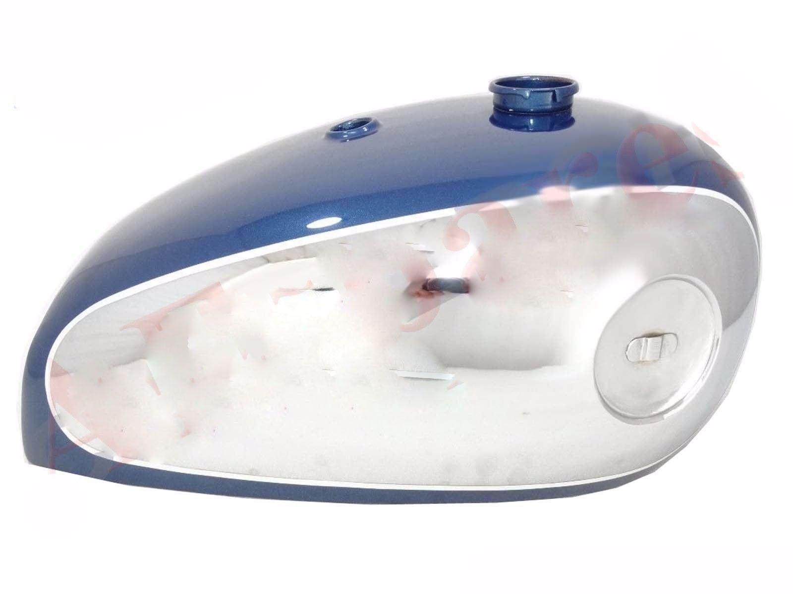 New BSA A7 A10 4 Gallon Blue Painted Chrome Plated Petrol Gas Fuel Tank 