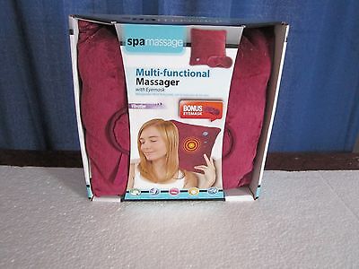 Spa Massage Burgundy Multi-functional Massager Pillow with Bonus Eye-mask NIB