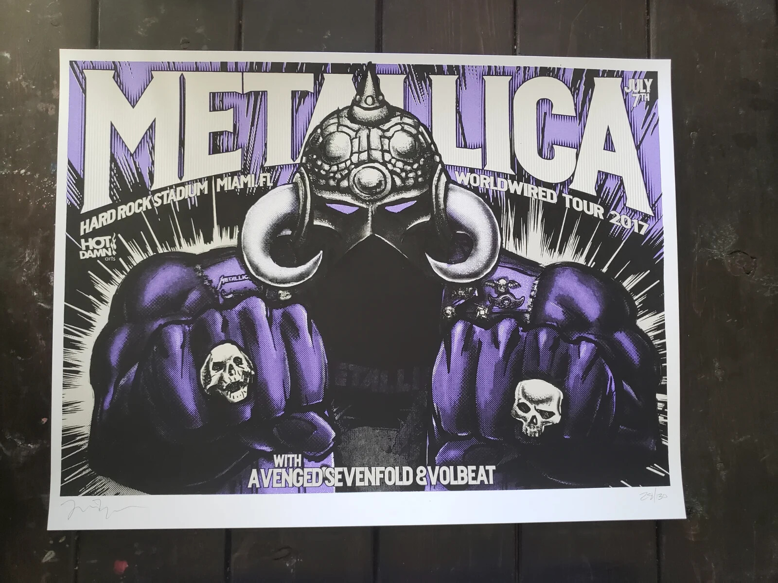 Metallica Poster 7/7/217 Miami FL Signed & Numbered #105/130