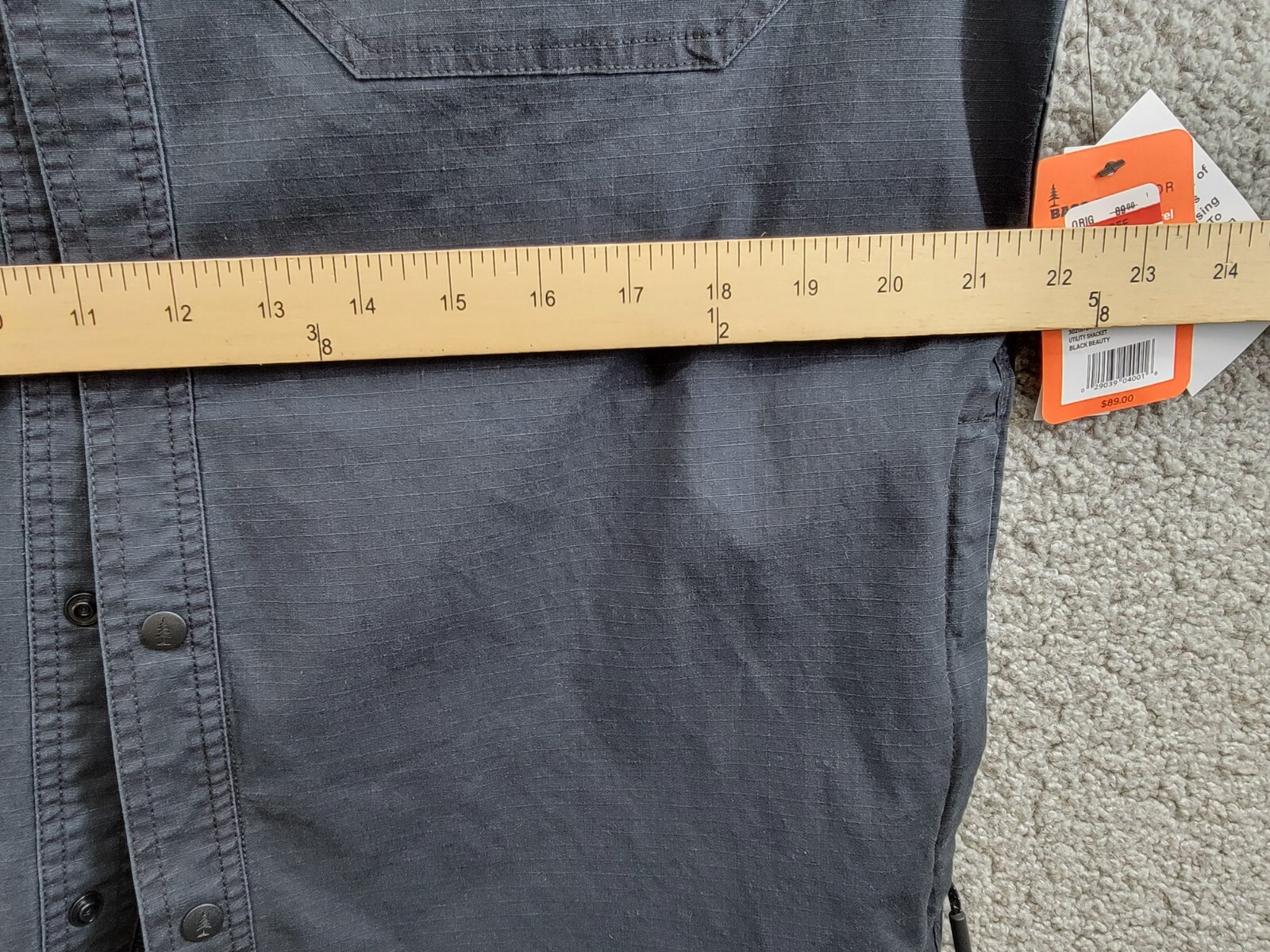 BASS OUTDOOR Ripstop Utility Shacket Men's M Black Beauty Snap Front Long Sleeve - Picture 7 of 19