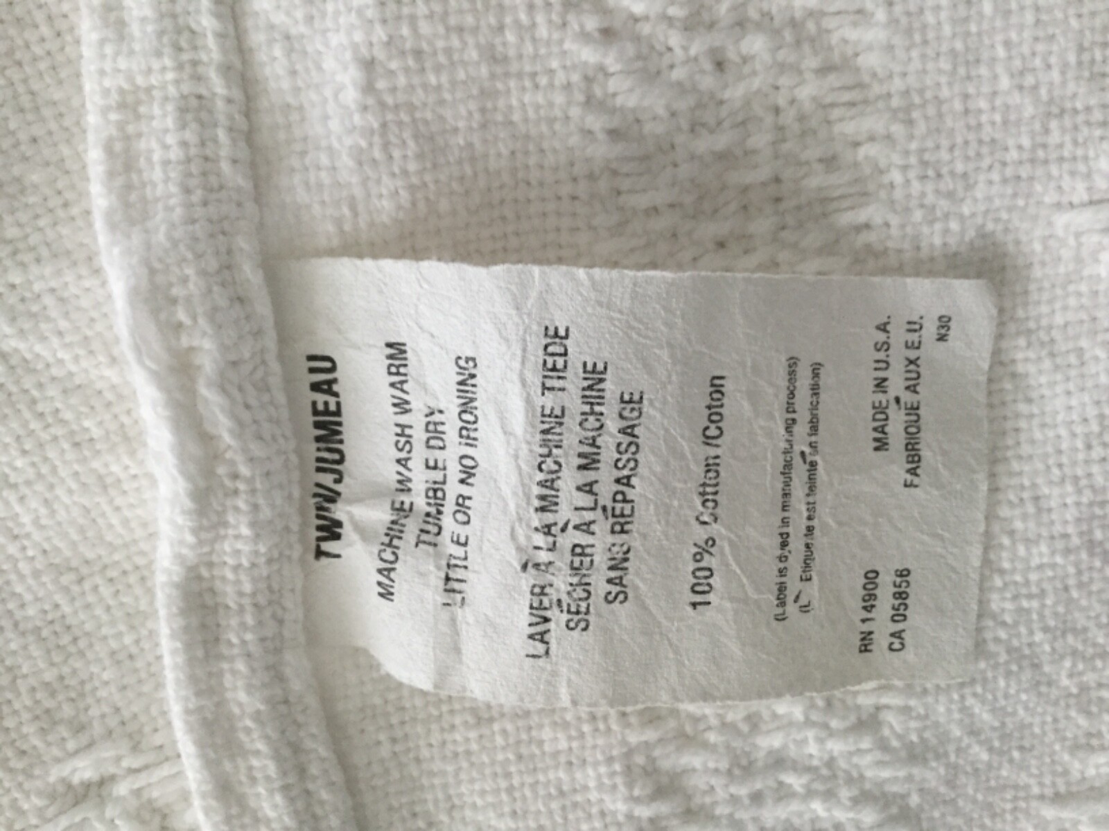 Twin Bedspreads Matched Pair White Woven Cotton Jumeau Fringe 84X104L Lovely