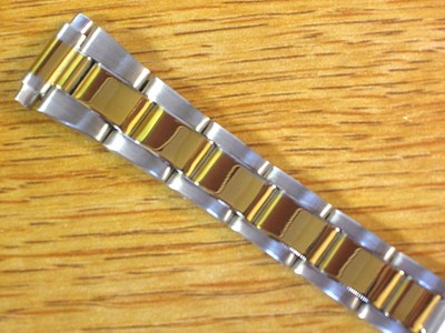 Oyster Style Ladies Two Tone 10-13mm Stainless Steel Metal Watch Link Bracelet 