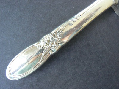 Vintage Silver Plated Hollow Handle Meat Carving Fork Floral Orchid Pattern