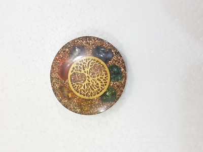 7 Chakra Tree Of Life Metal Chakra Orgone Disc Metaphysical Reiki Healing Disc