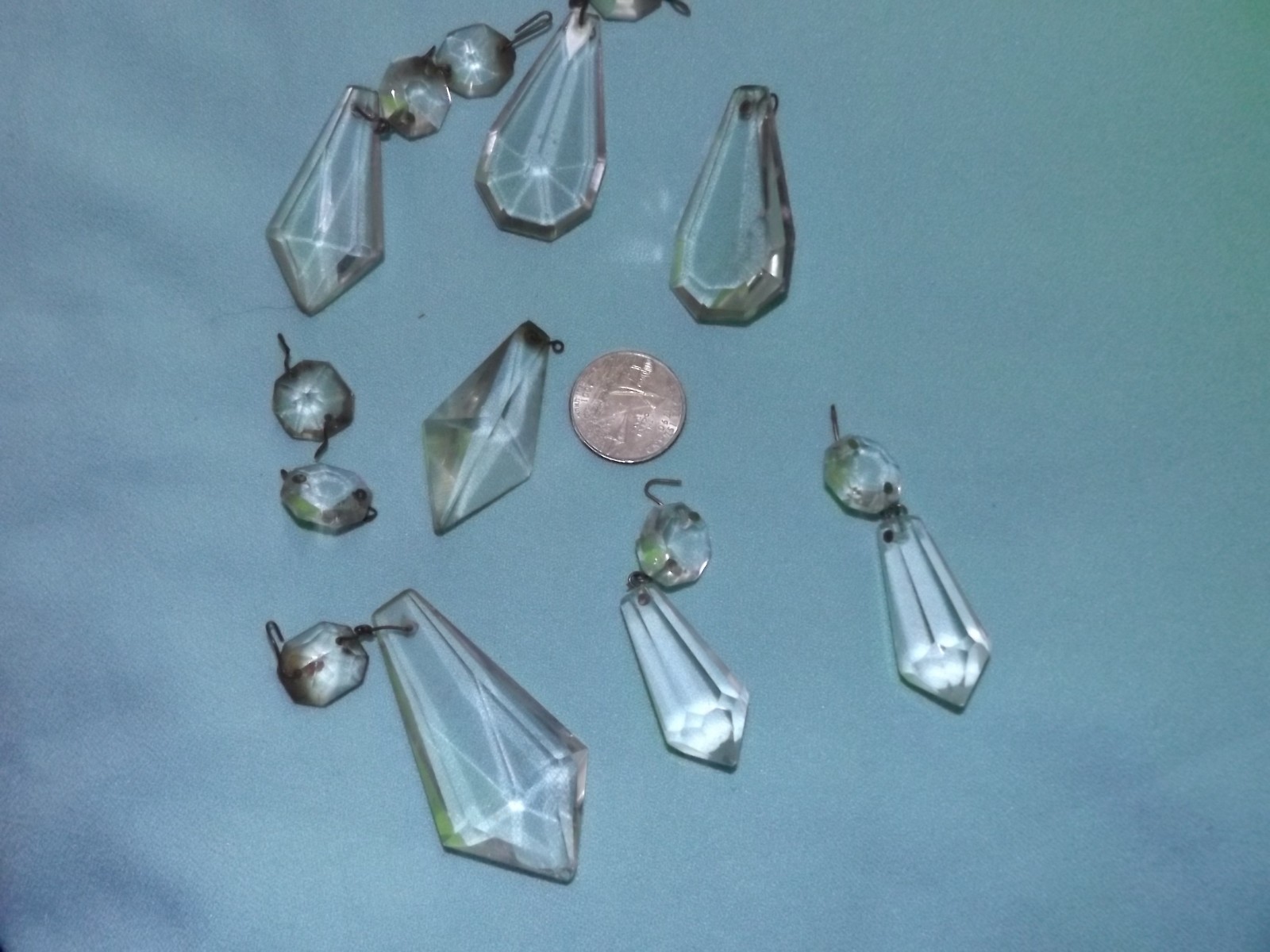 LOT ANTIQUE Vintage ICICLE Tear Drop TAPERED POINT Chandelier Lamp Parts #6