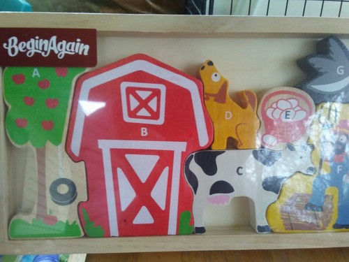 BeginAgain Farm A to Z puzzle  Toy Farm and Wooden Puzzle Playset for Kids - New