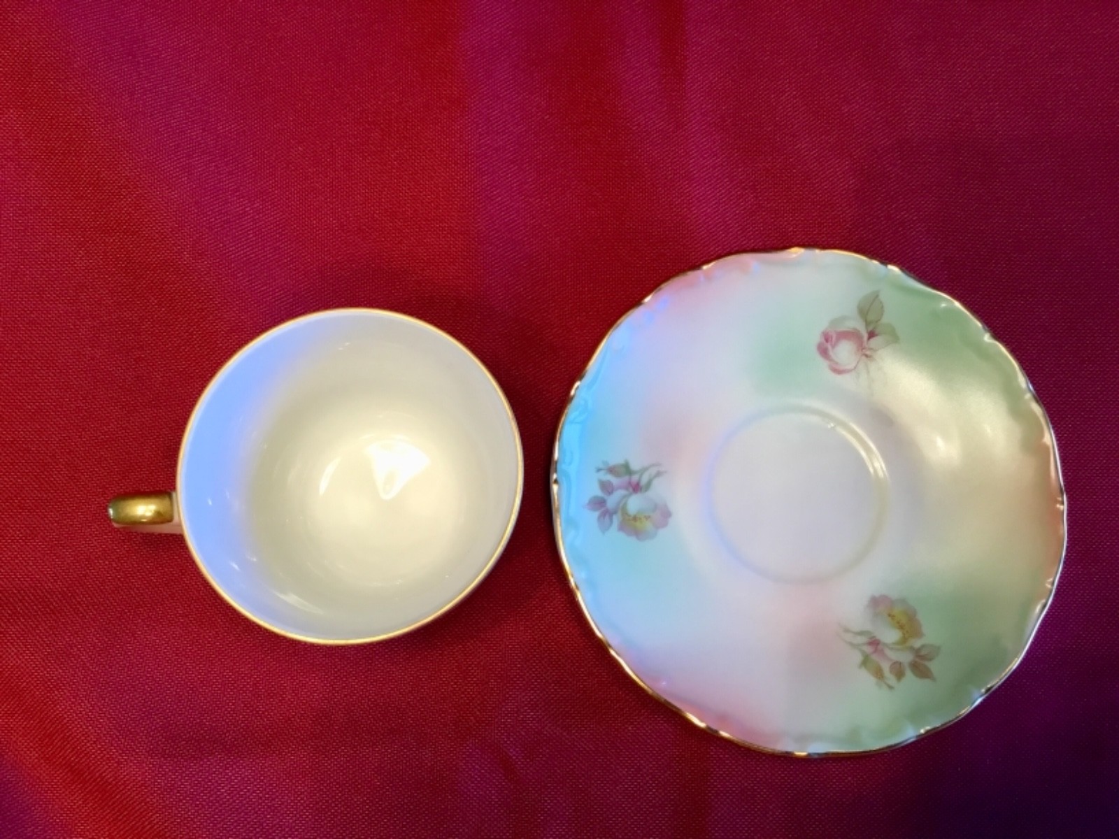 Bavaria West Germany Demitasse Cup & Saucer Gilded Gold Trim Floral