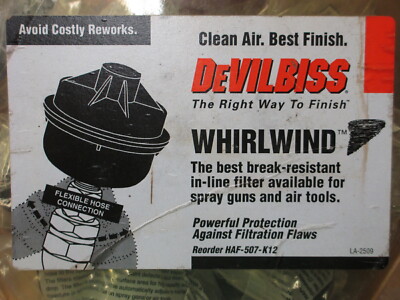 NEW, 2-PACK DeVILBISS  130095 HAF-507-K2 Whirlwind  Disposable Air Filter USA