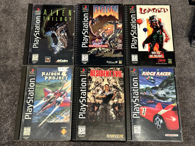 PS1 Longboxes Resident Evil Doom Alien Trilogy Loaded Raiden Project Ridge Racer