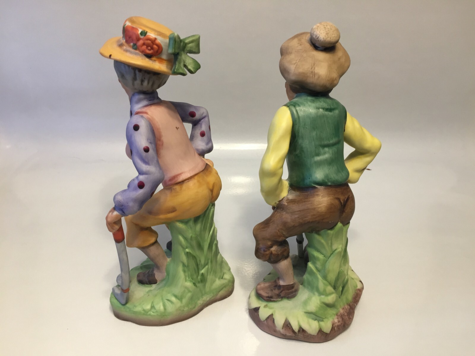 Lefton Japan Porcelain Figurine Old Man & Woman Golfers - XU302