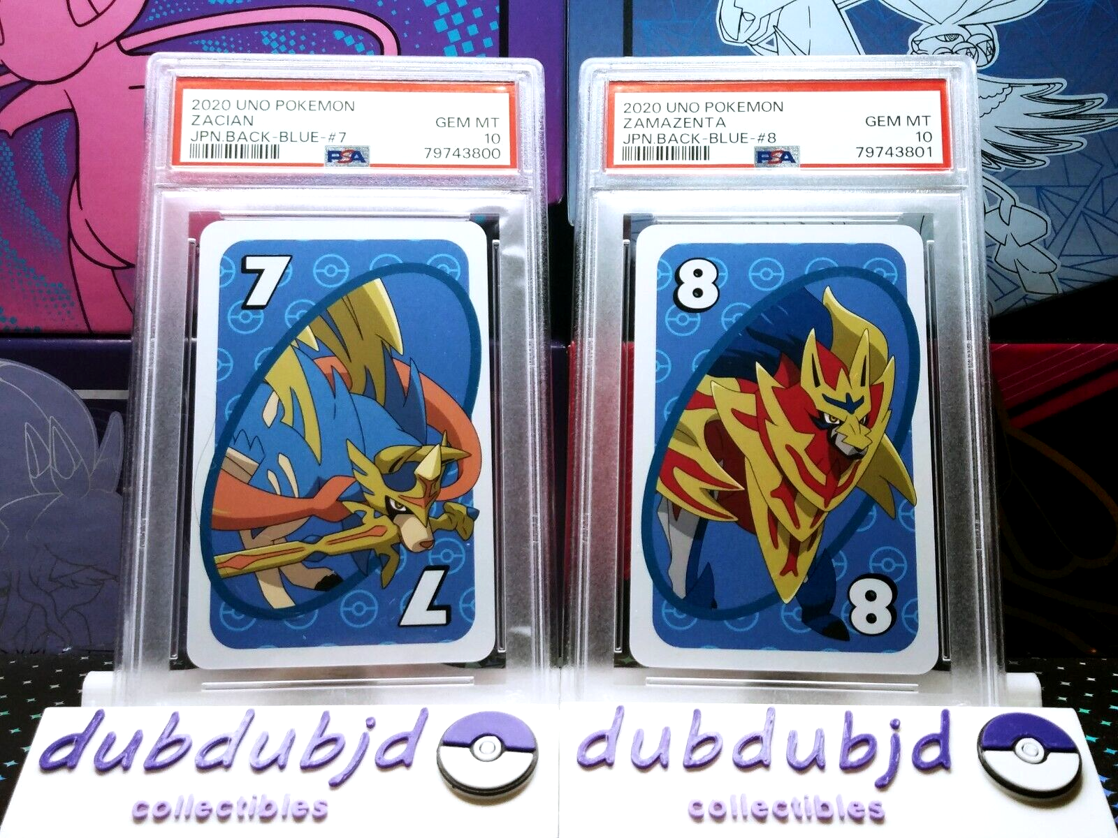 Pokemon PSA 10 Zamazenta Zacian blue back Uno #7 #8